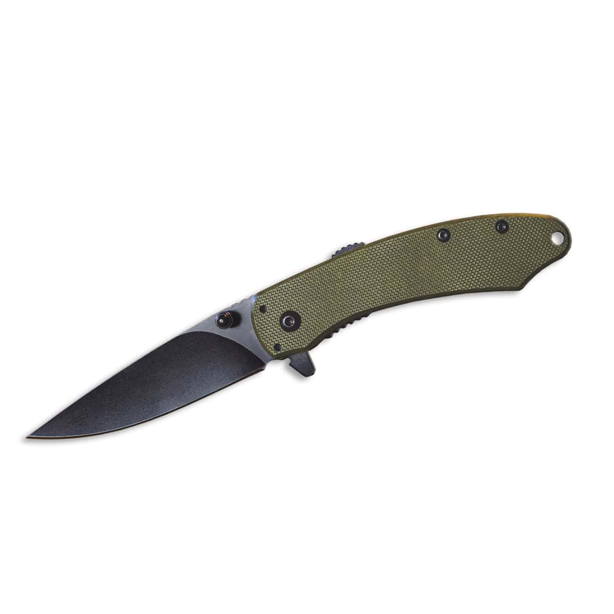 Open Elite Folding Assisted Opener Ember Knives in vintage green