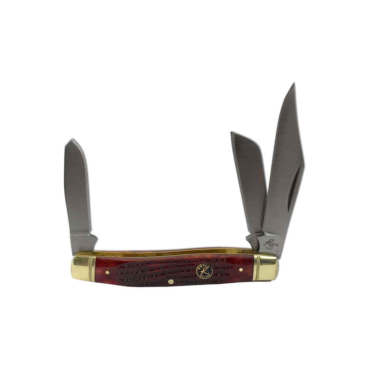 American Buffalo Roper Stockman Tobacco Jigged Bone Knives